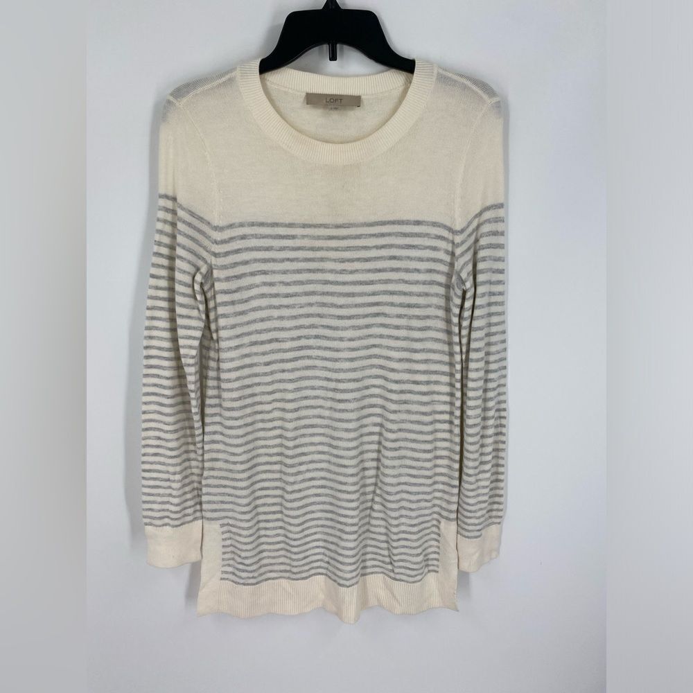 LOFT Women’s Crew Neck Long Sleeve Color Block Striped Sweater Size S